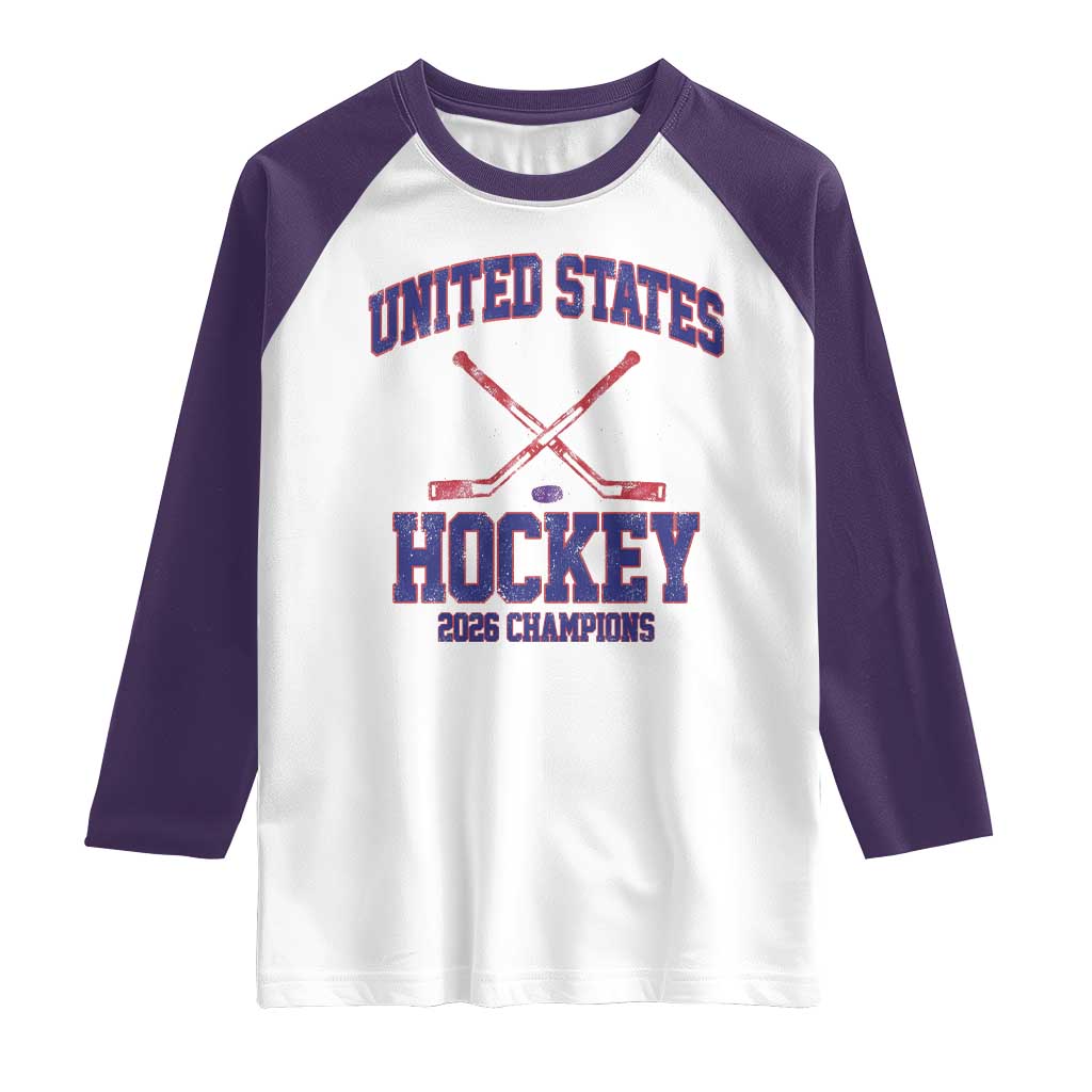 United States Hockey 2026 Champions Raglan Shirt Patriotic USA Ice Hockey Victory Fan