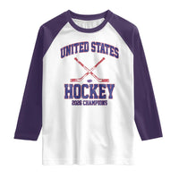 United States Hockey 2026 Champions Raglan Shirt Patriotic USA Ice Hockey Victory Fan