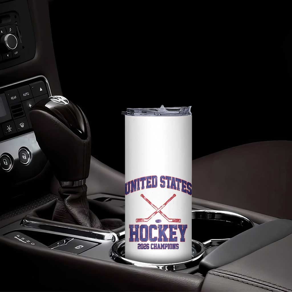 United States Hockey 2026 Champions Skinny Tumbler Patriotic USA Ice Hockey Victory Fan
