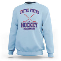 United States Hockey 2026 Champions Sweatshirt Patriotic USA Ice Hockey Victory Fan