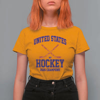 United States Hockey 2026 Champions T Shirt For Women Patriotic USA Ice Hockey Victory Fan