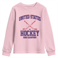 United States Hockey 2026 Champions Youth Sweatshirt Patriotic USA Ice Hockey Victory Fan