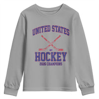 United States Hockey 2026 Champions Youth Sweatshirt Patriotic USA Ice Hockey Victory Fan
