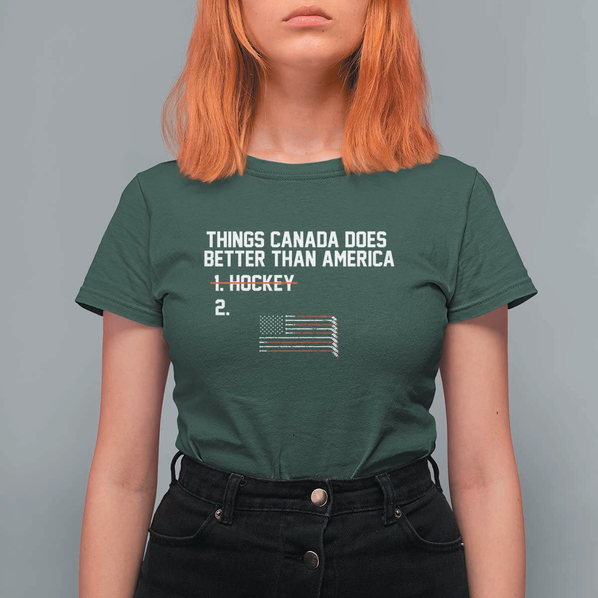 Things Canada Does Better Than America Hockey Joke T Shirt For Women Funny USA Ice Hockey Rivalry Patriotic