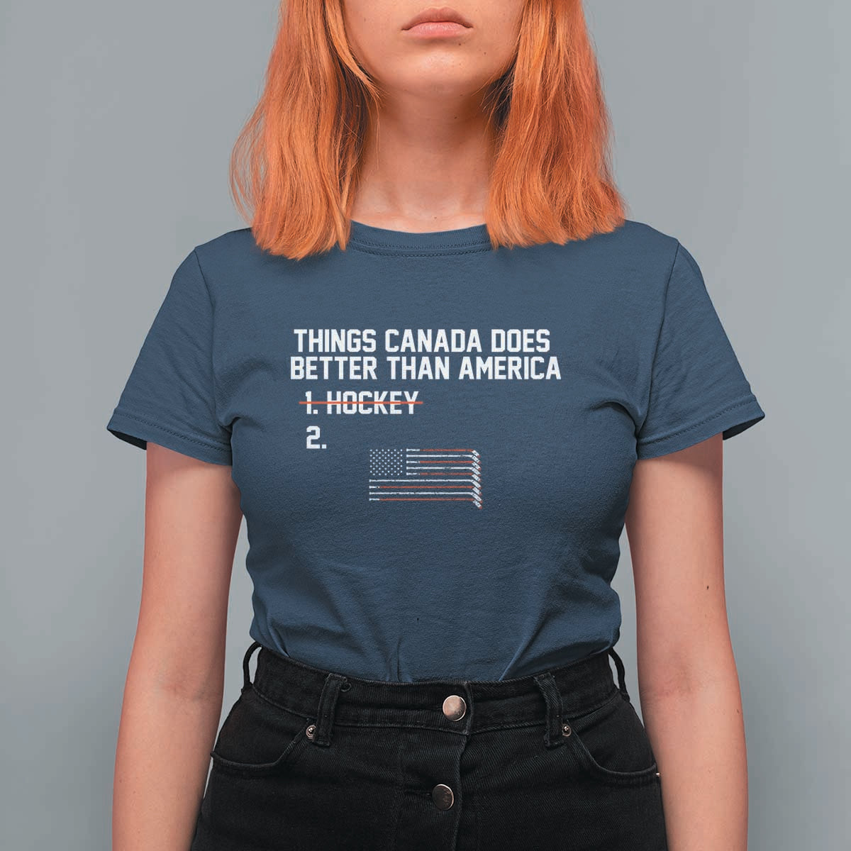 Things Canada Does Better Than America Hockey Joke T Shirt For Women Funny USA Ice Hockey Rivalry Patriotic