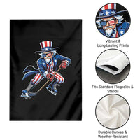 Uncle Sam Playing Hockey Patriotic Graphic Garden Flag Funny USA Ice Hockey American Pride