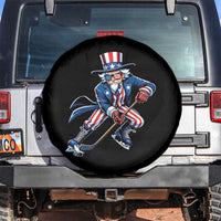 Uncle Sam Playing Hockey Patriotic Graphic Spare Tire Cover Funny USA Ice Hockey American Pride