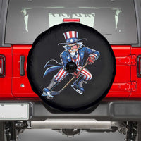 Uncle Sam Playing Hockey Patriotic Graphic Spare Tire Cover Funny USA Ice Hockey American Pride