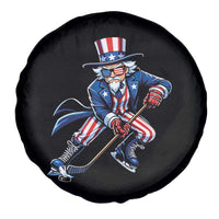 Uncle Sam Playing Hockey Patriotic Graphic Spare Tire Cover Funny USA Ice Hockey American Pride