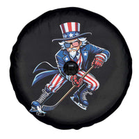 Uncle Sam Playing Hockey Patriotic Graphic Spare Tire Cover Funny USA Ice Hockey American Pride