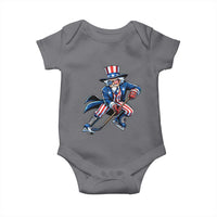 Uncle Sam Playing Hockey Patriotic Graphic Baby Onesie Funny USA Ice Hockey American Pride
