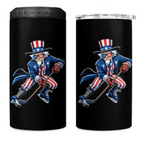 Uncle Sam Playing Hockey Patriotic Graphic 4 in 1 Can Cooler Tumbler Funny USA Ice Hockey American Pride