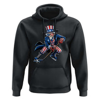 Uncle Sam Playing Hockey Patriotic Graphic Hoodie Funny USA Ice Hockey American Pride