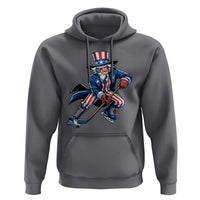 Uncle Sam Playing Hockey Patriotic Graphic Hoodie Funny USA Ice Hockey American Pride