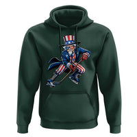 Uncle Sam Playing Hockey Patriotic Graphic Hoodie Funny USA Ice Hockey American Pride