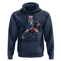 Uncle Sam Playing Hockey Patriotic Graphic Hoodie Funny USA Ice Hockey American Pride
