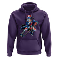 Uncle Sam Playing Hockey Patriotic Graphic Hoodie Funny USA Ice Hockey American Pride