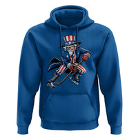 Uncle Sam Playing Hockey Patriotic Graphic Hoodie Funny USA Ice Hockey American Pride