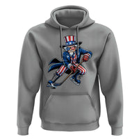 Uncle Sam Playing Hockey Patriotic Graphic Hoodie Funny USA Ice Hockey American Pride