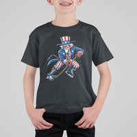Uncle Sam Playing Hockey Patriotic Graphic T Shirt For Kid Funny USA Ice Hockey American Pride