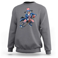 Uncle Sam Playing Hockey Patriotic Graphic Sweatshirt Funny USA Ice Hockey American Pride