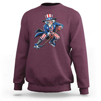Uncle Sam Playing Hockey Patriotic Graphic Sweatshirt Funny USA Ice Hockey American Pride