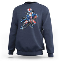 Uncle Sam Playing Hockey Patriotic Graphic Sweatshirt Funny USA Ice Hockey American Pride