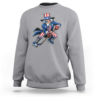 Uncle Sam Playing Hockey Patriotic Graphic Sweatshirt Funny USA Ice Hockey American Pride