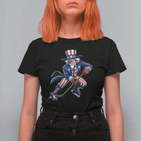 Uncle Sam Playing Hockey Patriotic Graphic T Shirt For Women Funny USA Ice Hockey American Pride
