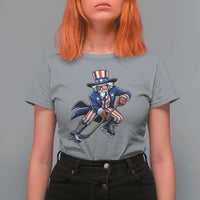 Uncle Sam Playing Hockey Patriotic Graphic T Shirt For Women Funny USA Ice Hockey American Pride