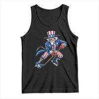 Uncle Sam Playing Hockey Patriotic Graphic Tank Top Funny USA Ice Hockey American Pride