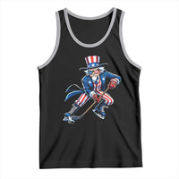 Uncle Sam Playing Hockey Patriotic Graphic Tank Top Funny USA Ice Hockey American Pride