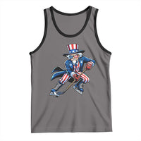 Uncle Sam Playing Hockey Patriotic Graphic Tank Top Funny USA Ice Hockey American Pride