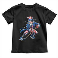 Uncle Sam Playing Hockey Patriotic Graphic Toddler T Shirt Funny USA Ice Hockey American Pride