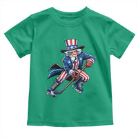 Uncle Sam Playing Hockey Patriotic Graphic Toddler T Shirt Funny USA Ice Hockey American Pride