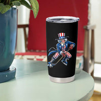 Uncle Sam Playing Hockey Patriotic Graphic Tumbler Cup Funny USA Ice Hockey American Pride