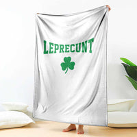 Leprecunt Bold Shamrock Graphic Throw Blanket Funny Irish St Patricks Day Party Adult Humor