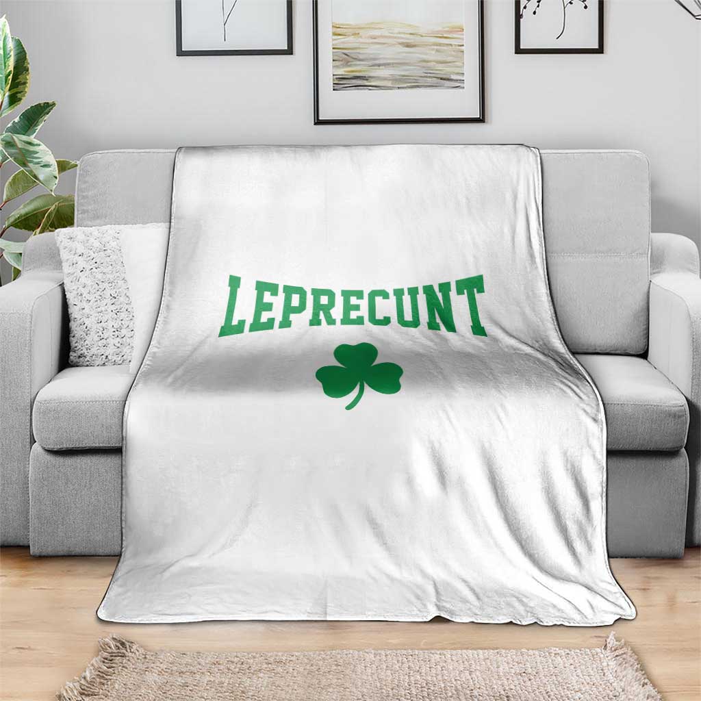 Leprecunt Bold Shamrock Graphic Throw Blanket Funny Irish St Patricks Day Party Adult Humor