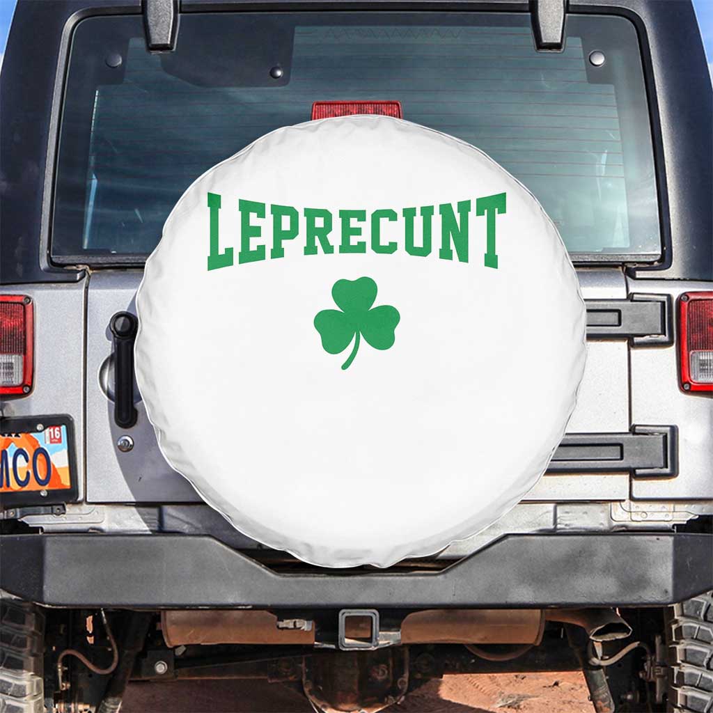 Leprecunt Bold Shamrock Graphic Spare Tire Cover Funny Irish St Patricks Day Party Adult Humor