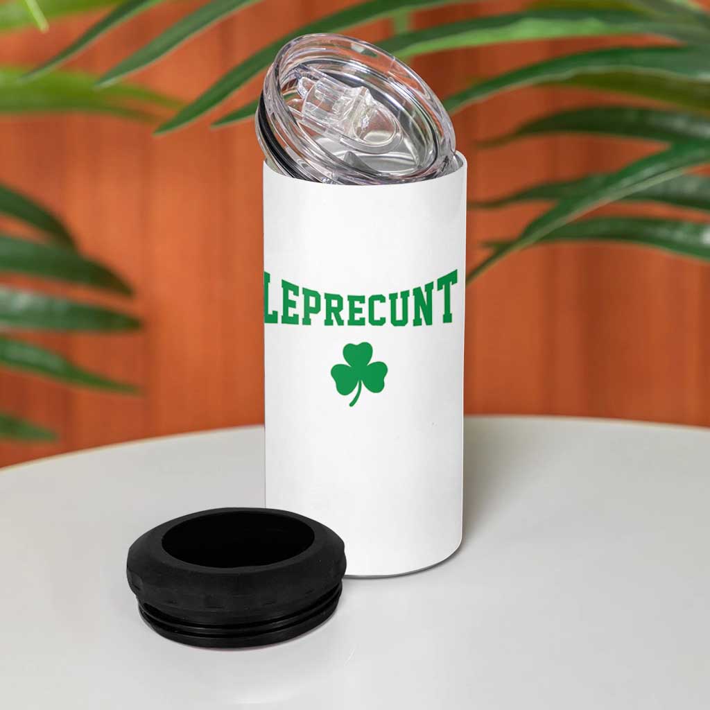 Leprecunt Bold Shamrock Graphic 4 in 1 Can Cooler Tumbler Funny Irish St Patricks Day Party Adult Humor