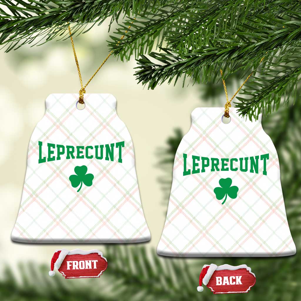 Leprecunt Bold Shamrock Graphic Ceramic Ornament Funny Irish St Patricks Day Party Adult Humor