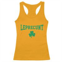Leprecunt Bold Shamrock Graphic Racerback Tank Top Funny Irish St Patricks Day Party Adult Humor