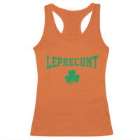 Leprecunt Bold Shamrock Graphic Racerback Tank Top Funny Irish St Patricks Day Party Adult Humor