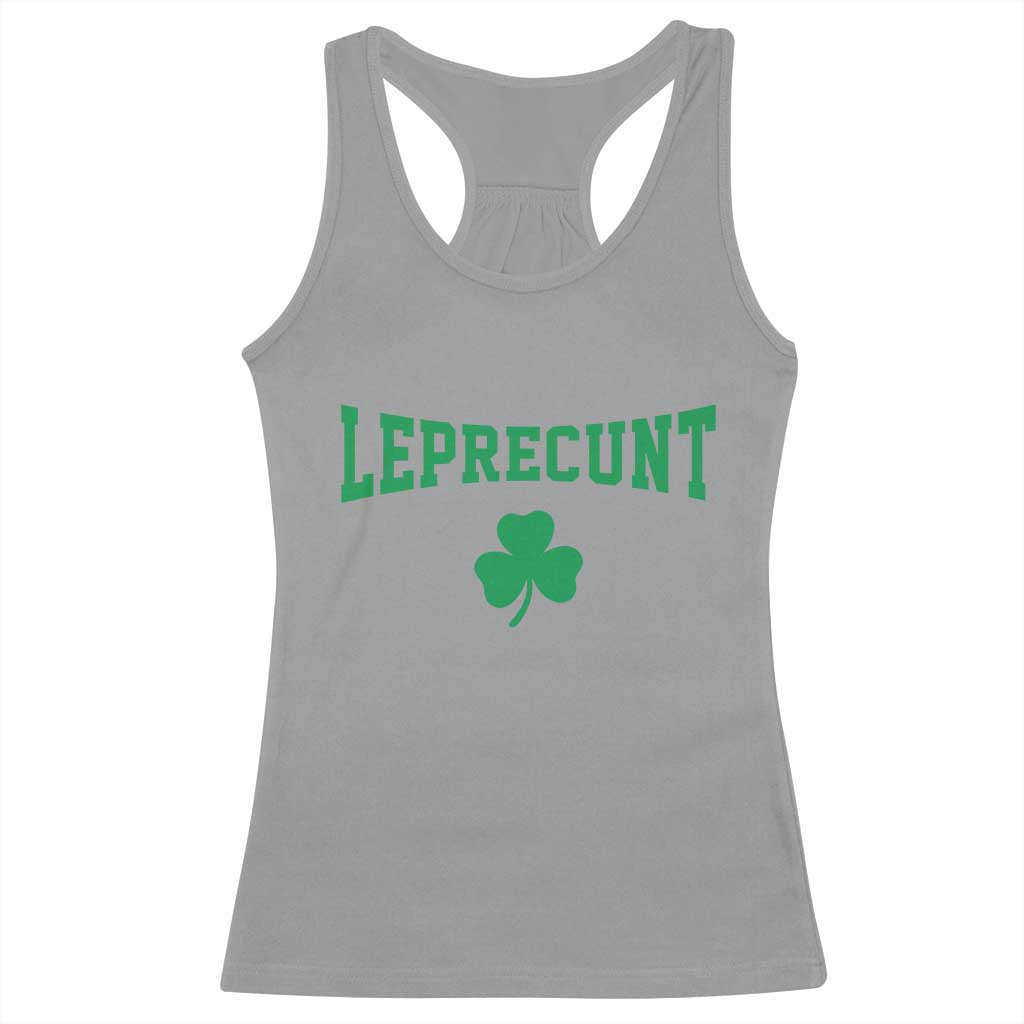 Leprecunt Bold Shamrock Graphic Racerback Tank Top Funny Irish St Patricks Day Party Adult Humor