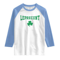 Leprecunt Bold Shamrock Graphic Raglan Shirt Funny Irish St Patricks Day Party Adult Humor