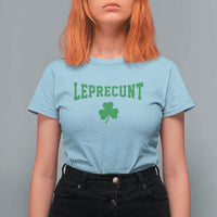 Leprecunt Bold Shamrock Graphic T Shirt For Women Funny Irish St Patricks Day Party Adult Humor