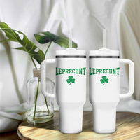 Leprecunt Bold Shamrock Graphic Tumbler With Handle Funny Irish St Patricks Day Party Adult Humor