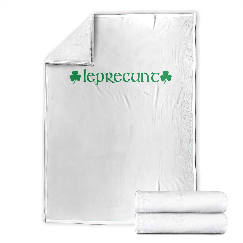 Leprecunt Celtic Style Shamrock Graphic Throw Blanket Edgy Irish Adult Humor for St Patricks Day