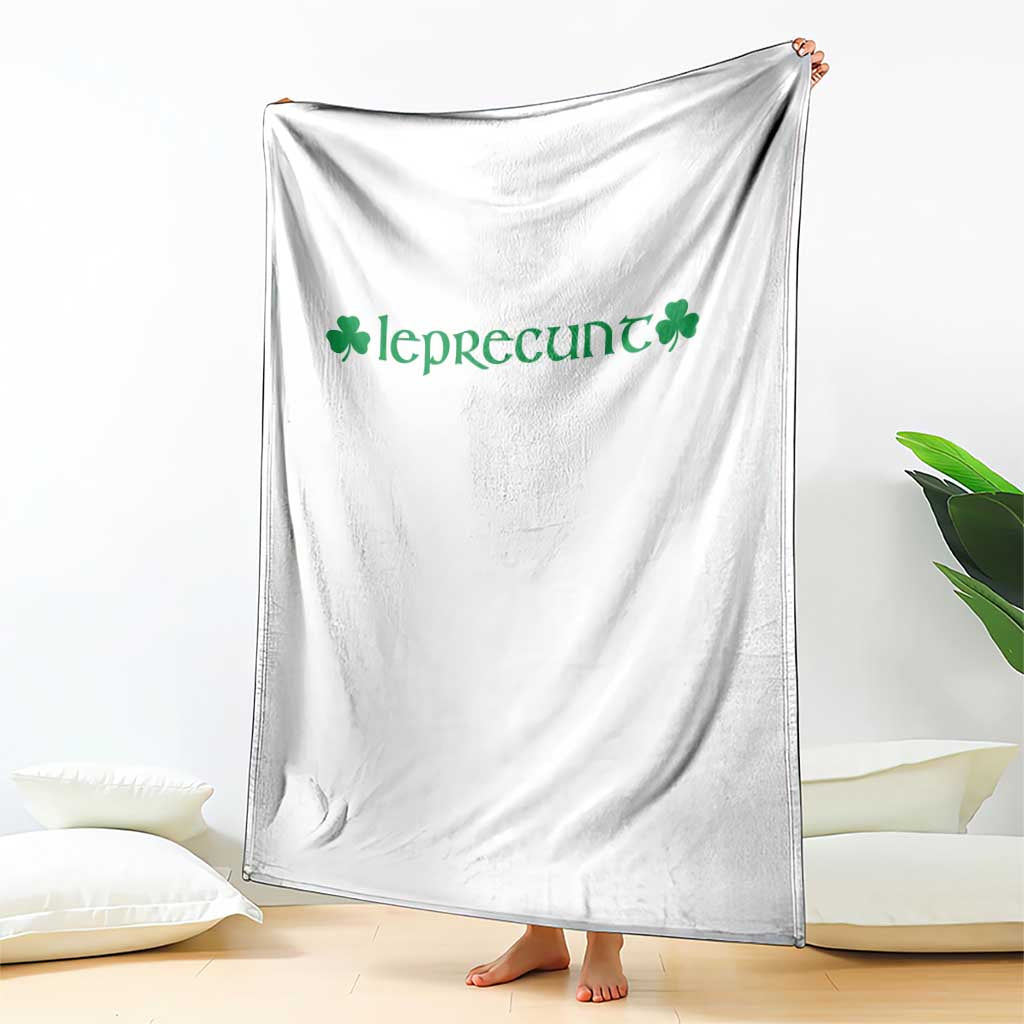 Leprecunt Celtic Style Shamrock Graphic Throw Blanket Edgy Irish Adult Humor for St Patricks Day