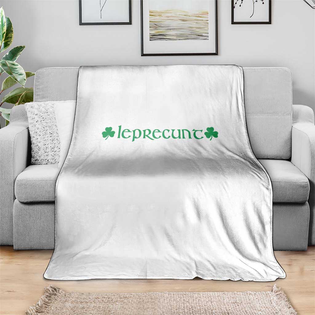 Leprecunt Celtic Style Shamrock Graphic Throw Blanket Edgy Irish Adult Humor for St Patricks Day
